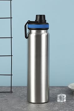 Çelik Gri Askılı 1000 ml Sporcu Suluğu Matara Suluk (SICAK-SOĞUK TUTMAZ) mt243