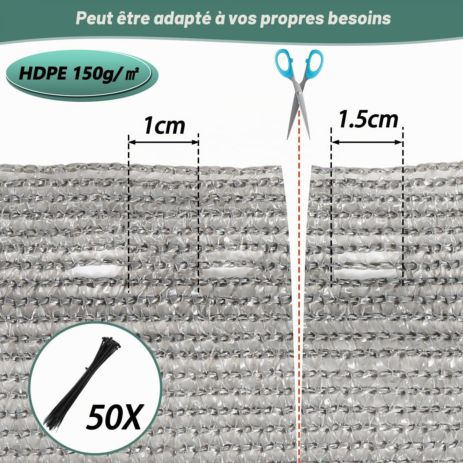 Panneau de clôture 1 x 25 m, Brise-Vue pour clôture et Balustrade, Filet d'ombrage, 150 g/㎡ en Tissu HDPE avec Serre-câbles, résistant aux intempéries, résistant à la More, Anthracite