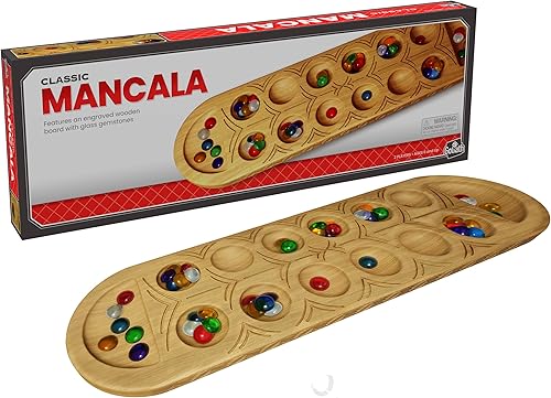 Miniatura 2 de Juego clásico de Mancala cuenta con una tabla de madera maciza de tamaño completo con exquisitas piedras de detalle de Pressman para 2 jugadores