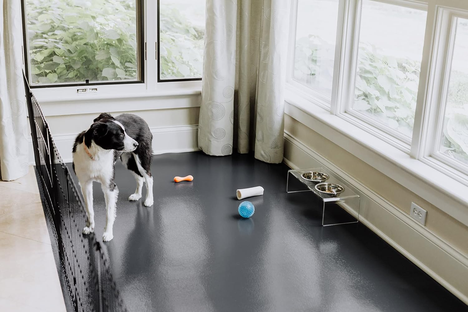 G-Floor for Pets Ceramic Texture Protective Vinyl Floor Covering for Hardwood, Concrete, and Low-Pile Carpet - 5ft x 10ft Slate Grey