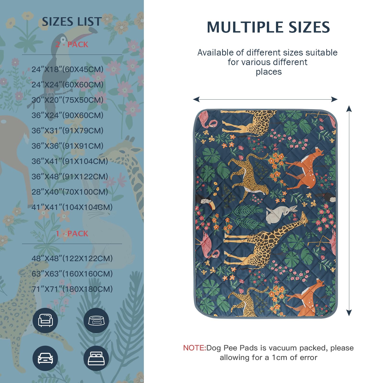 IEUUMLER 2 Pezzi Tappetini Lavabili igienici per Cani, Asciugatura Rapida Tappetino per Addestramento del Cane Riutilizzabile per Gatti, Cani, Conigli, Porcellini d'India EU013