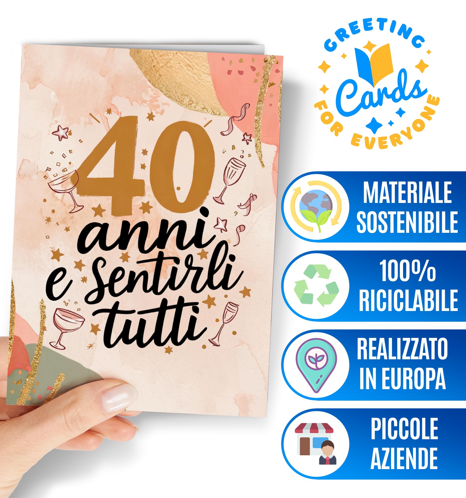 Biglietto Auguri 40 Anni Uomo - 40 Anni Compleanno Donna - Regalo Donna, Uomo - Biglietti Auguiri Divertente Figlia, Figlio, Nipote, Per Lui, Lei - Regali 40 Ragazza, Ragazzo - NUM 167