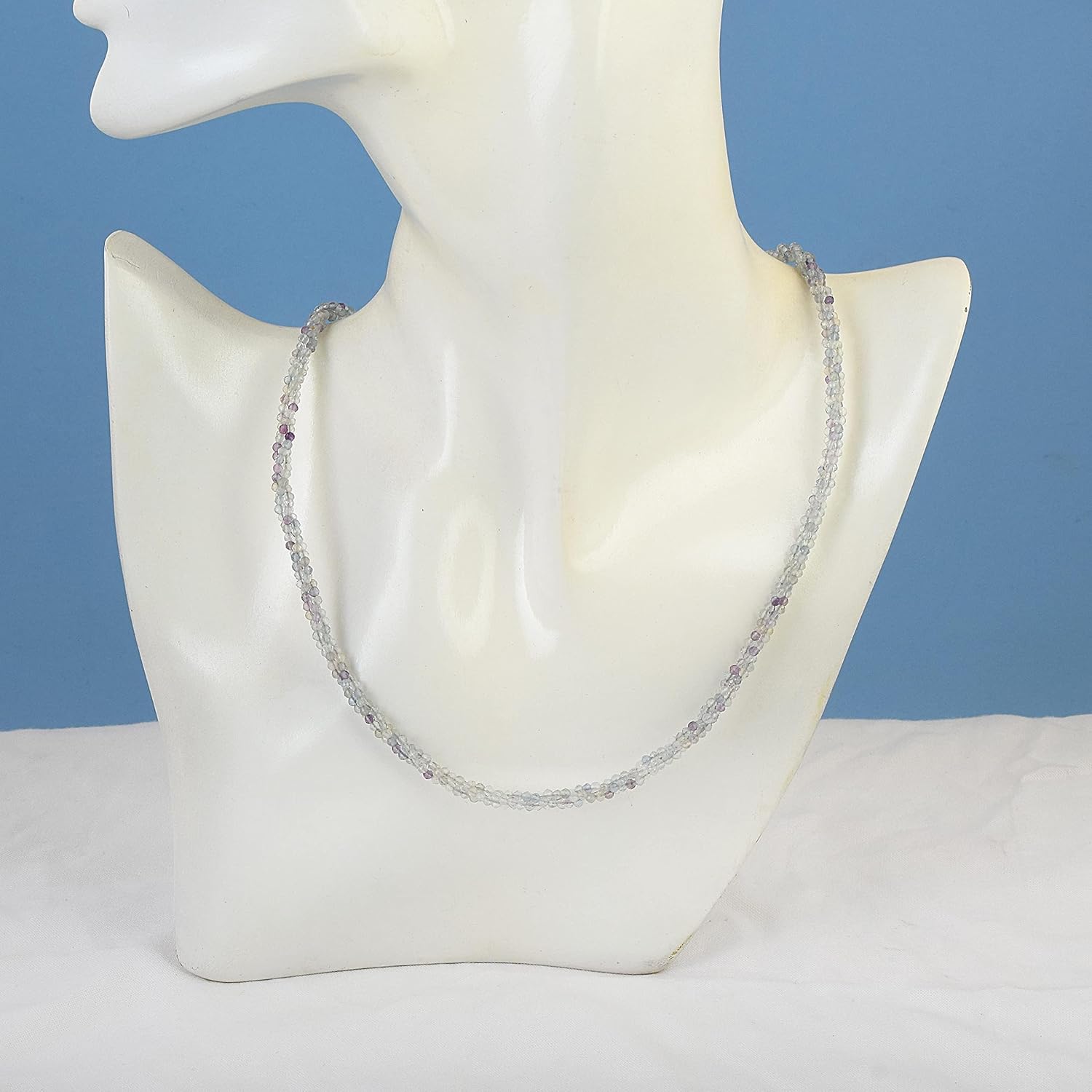 AAA Quality 2MM Natural Multicolor Twisted Gemstone Bead Necklace - 925 Sterling Silver Adjustable Chain, Semi-Precious Handmade Jewelry for Women