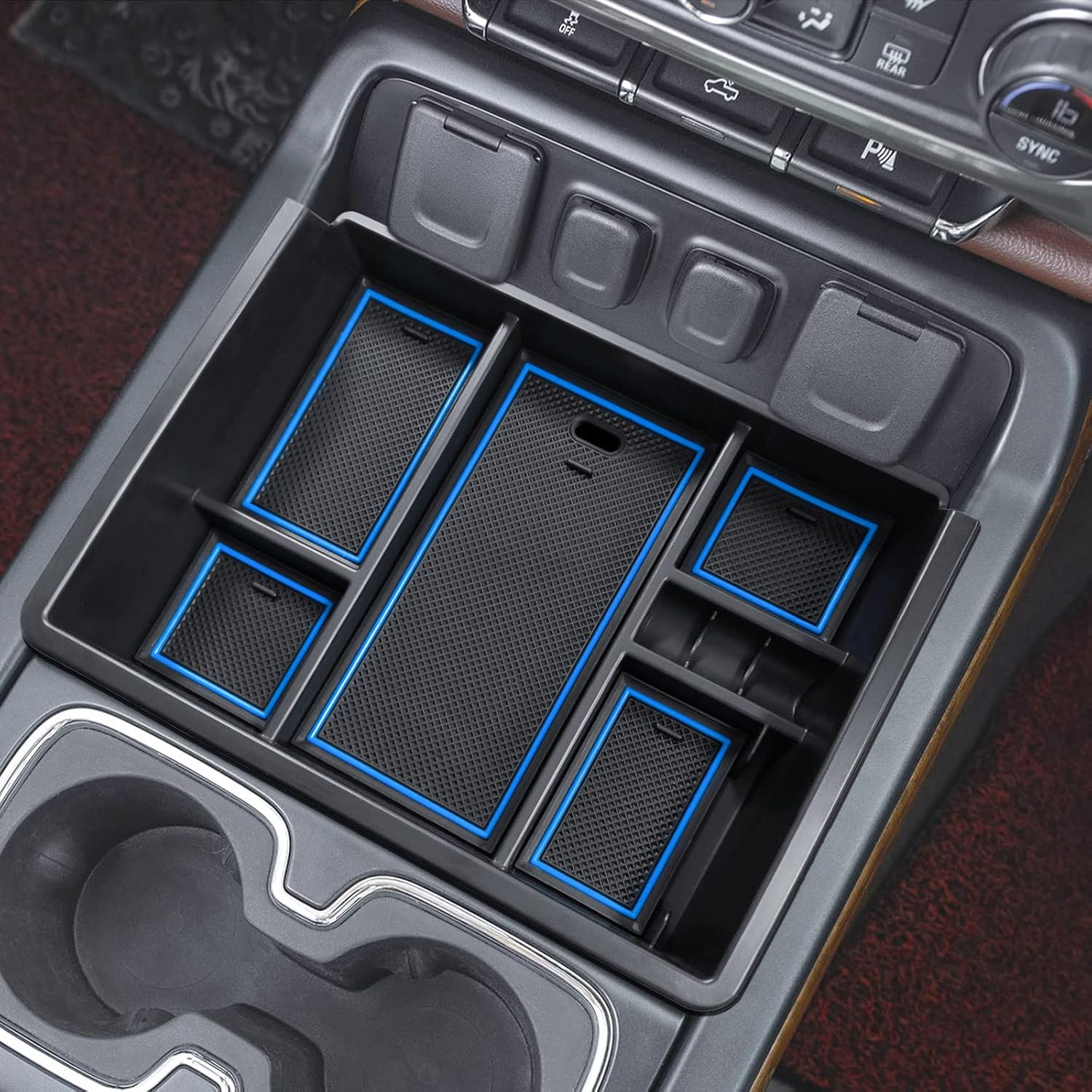 Center Console Organizer Compatible with 2014-2019 GMC Sierra/Chevy Silverado Accessories
