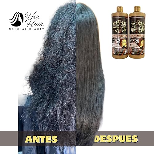 Miniatura 5 de Ciruga Capilar Marroquina Chocolate 33.8 oz, Champú Chocolate 33.8 oz - Kit 2 Pasos para uso profesional, hidratación profunda, control de ondas,