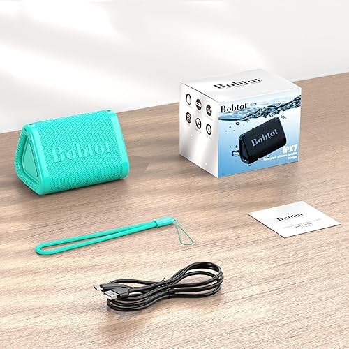 Miniatura 7 de Bobtot Altavoz Bluetooth portátil inalámbrico, IPX7 pequeño altavoz de ducha impermeable, tiempo de reproducción de 15 horas, sonido fuerte y