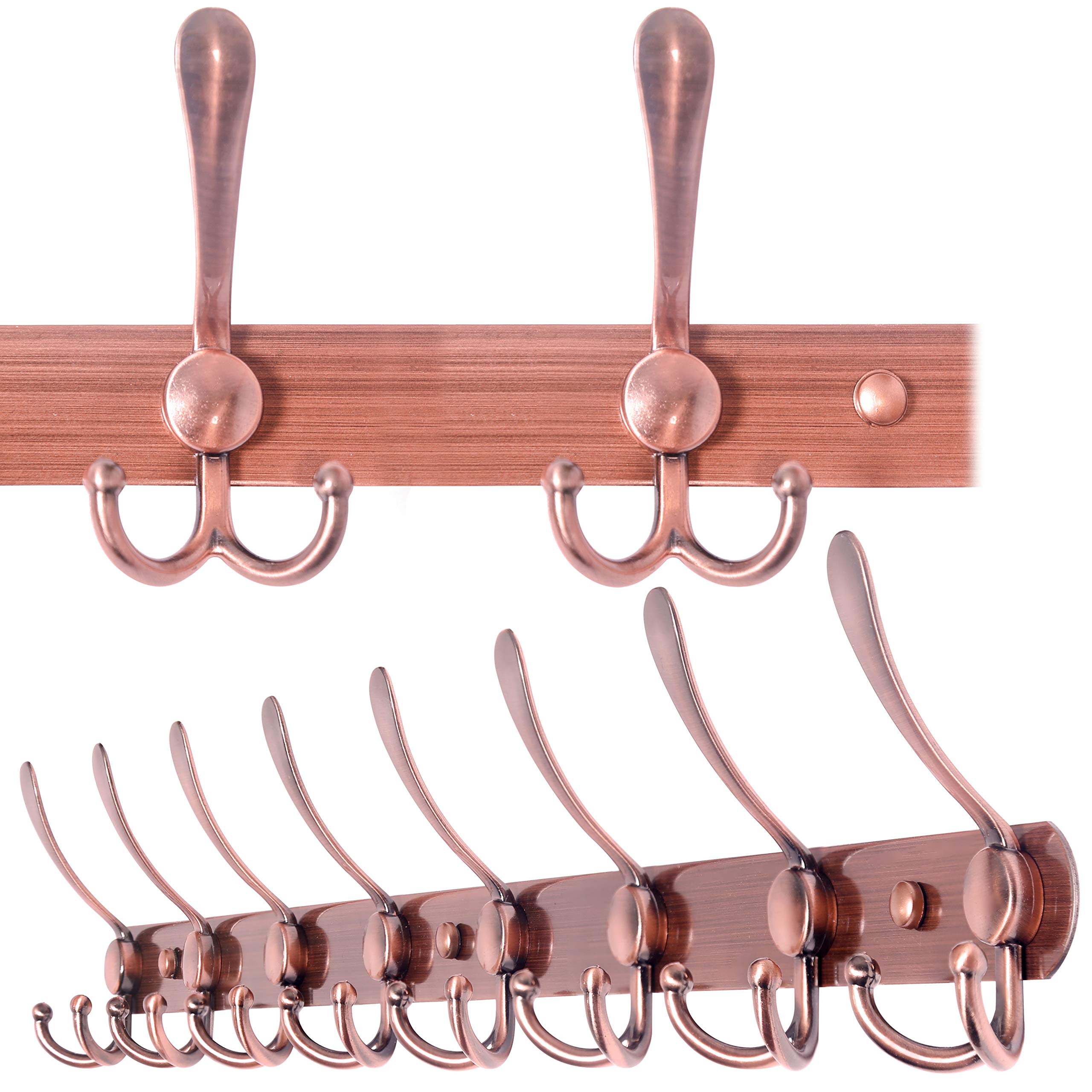 WEBI Coat Rack Wall Mounted Long,8 Tri Hooks for Hanging,75 cm Hook Rack,Hook Rail,Coat Hanger Wall Mount for Clothes,Jacket,Hats,Antique Copper