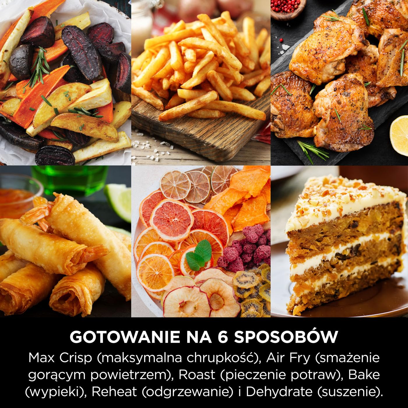 Ninja Air Fryer MAX PRO Frytkownica beztłuszczowa 6,2 l, nie używa oleju, jedna duża kwadratowa szuflada, rozmiar rodzinny, powłoka nieprzywierająca, kosz i talerz na chrupiące dania, AF180EUCP