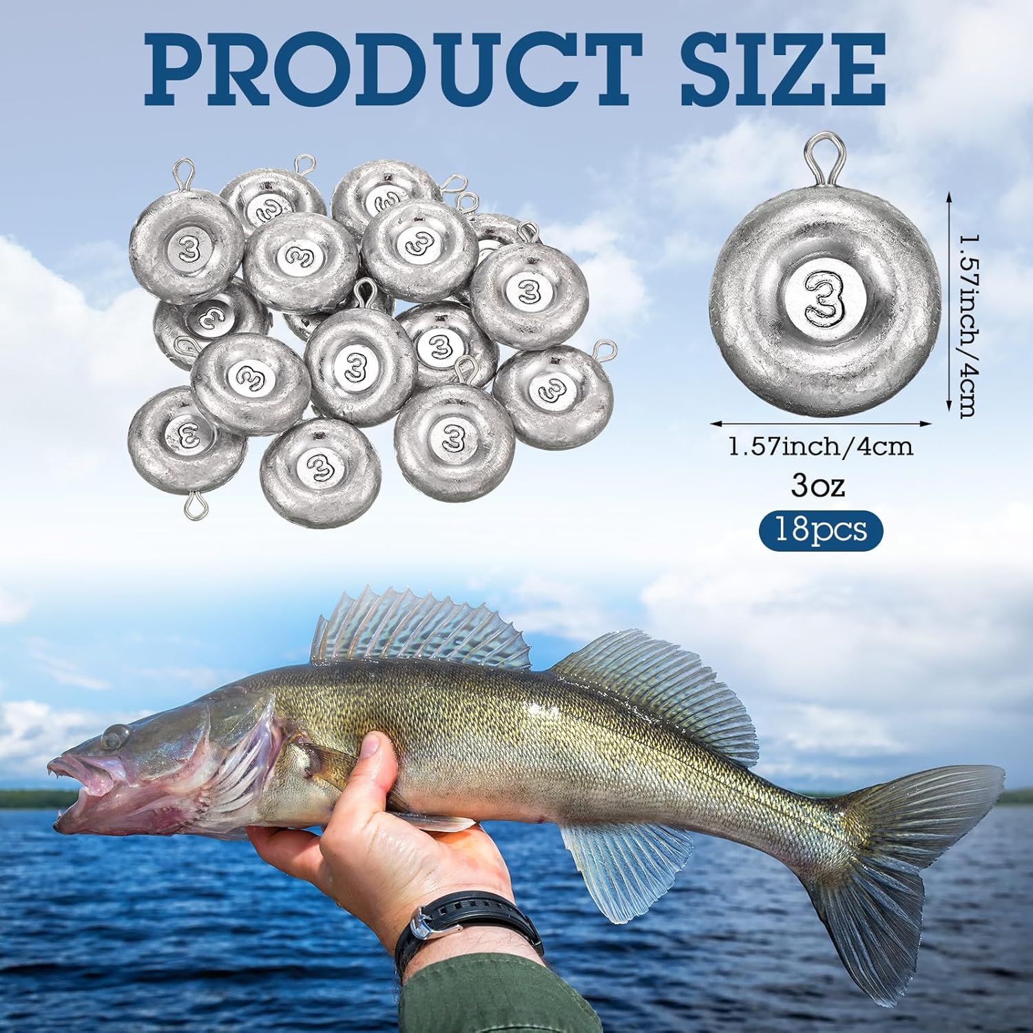 Shimeyao 18 Pieces Disc Sinkers Fishing Weights No Roll Disc Fishing Sinkers Weights for Saltwater Trolling Surf Tackle