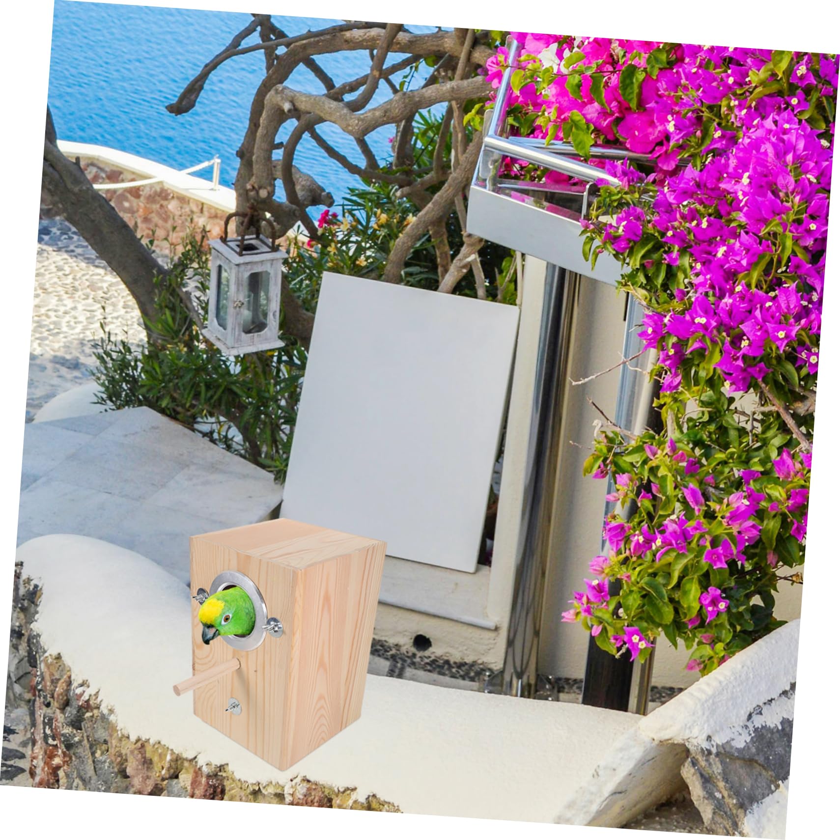 HEMOTON Boîte pour Oiseaux Nichoir Pratique pour Perroquets et Petits Oiseaux Accessoire de Nidification pour Décoration de Jardin et Protection Prédateurs