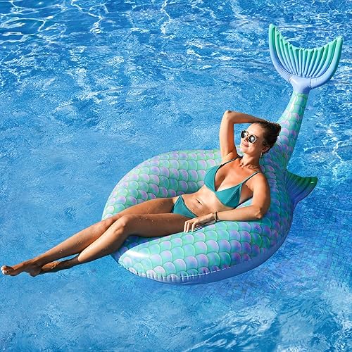 Miniatura 3 de Parentswell Inflatable Mermaid Pool Floats 71 Swimming Pool Tube Mermaid Floaties Huge Pool Float for Adults Mermaid Swim Tubes for Pool Party