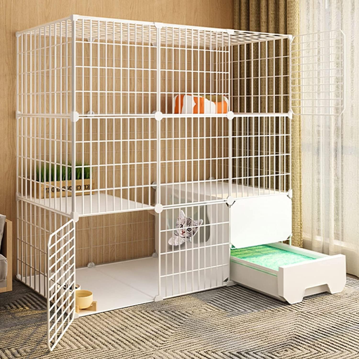 Enclos extérieur pour chat idéal pour balcon et jardin avec bac à litière amovible