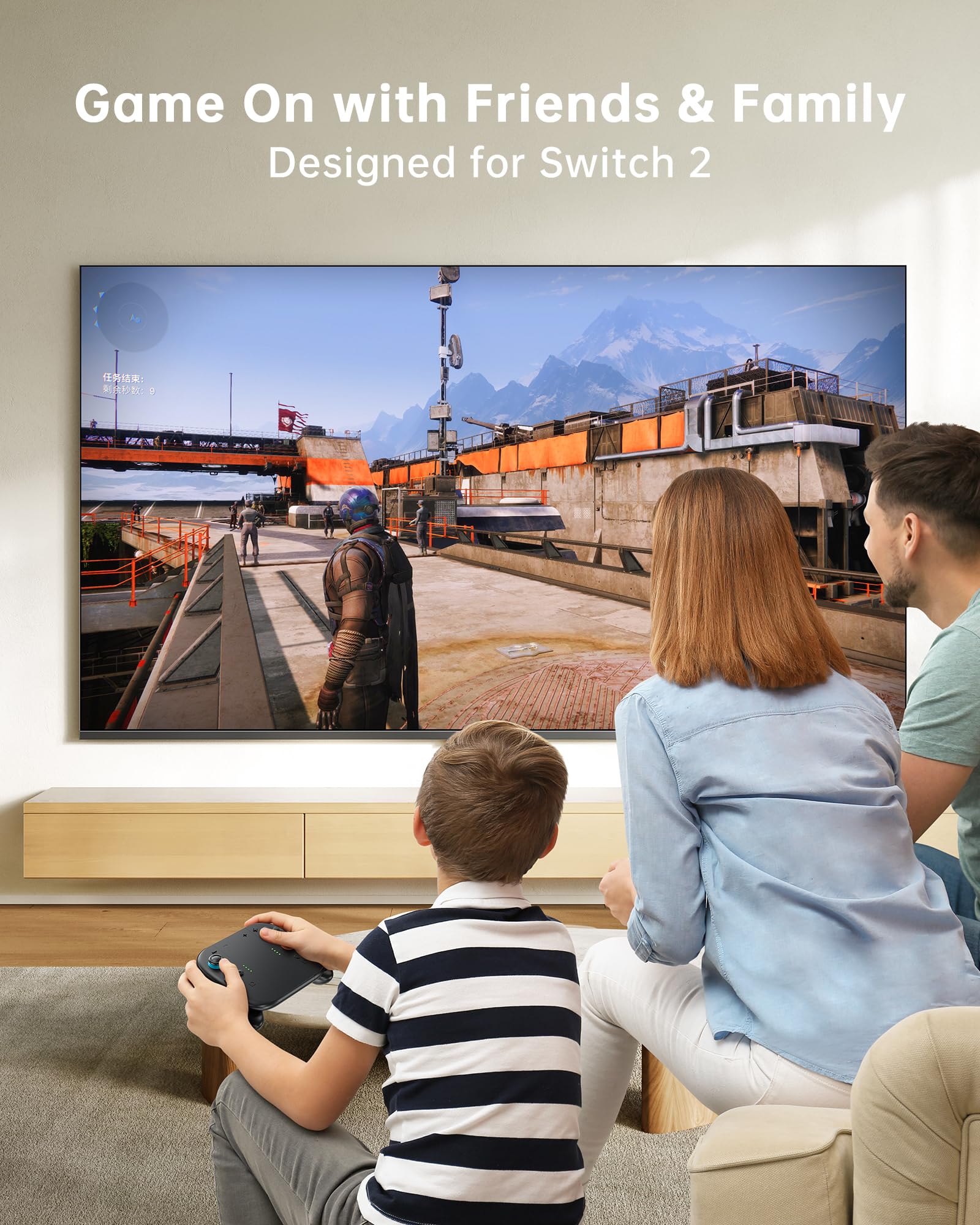 BRONAL Impugnatura di Ricarica JoyCon Switch 2 con Batteria da 2000 mAh, Supporto di Ricarica Play & Charge per Controller Joycon 2, Impugnatura Wireless Portatile NS2 con Indicatori