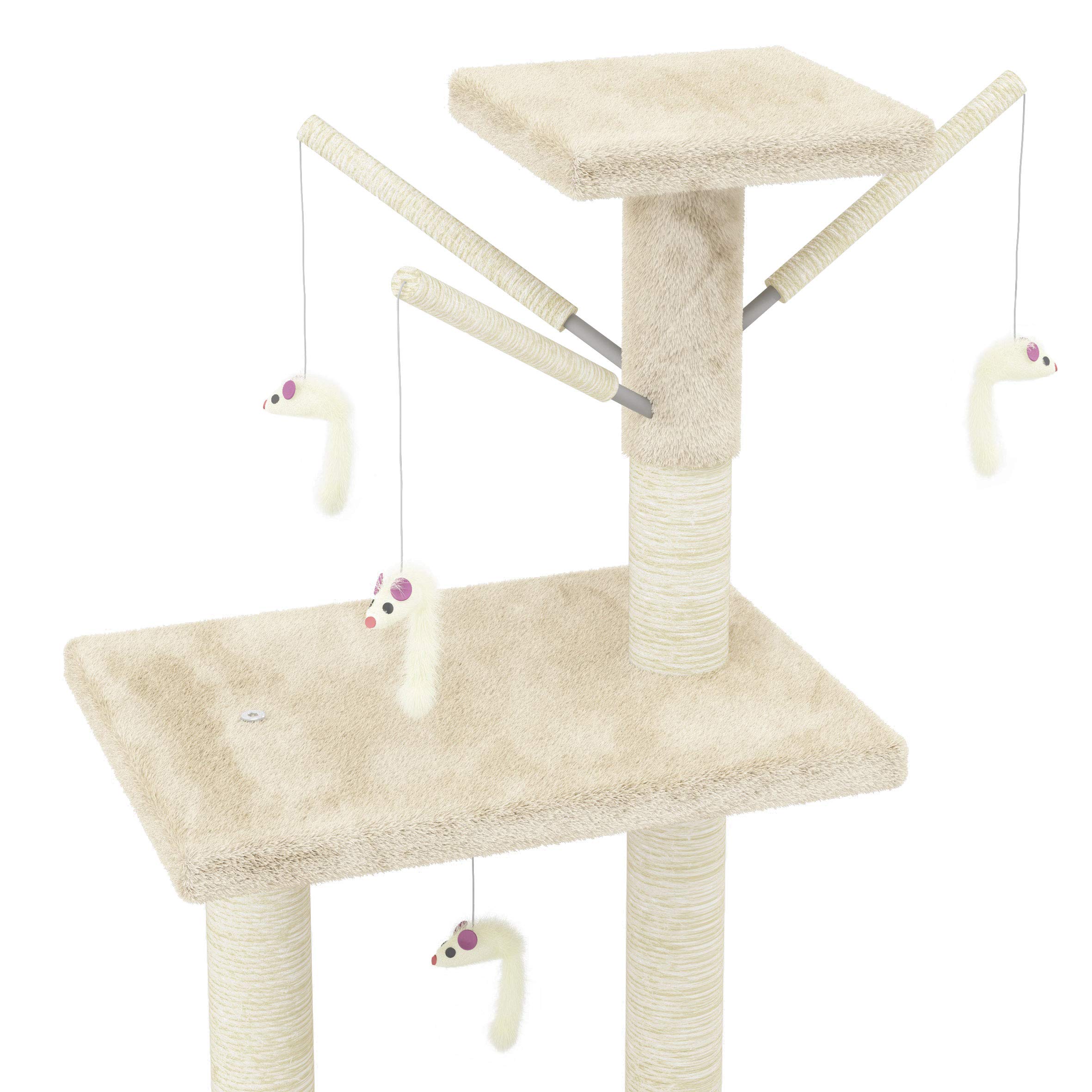 Beltom® Rascador Afilador Uñas para Gatos Árbol Escalador Mascota Rascarse Juego 140 cm - Beige