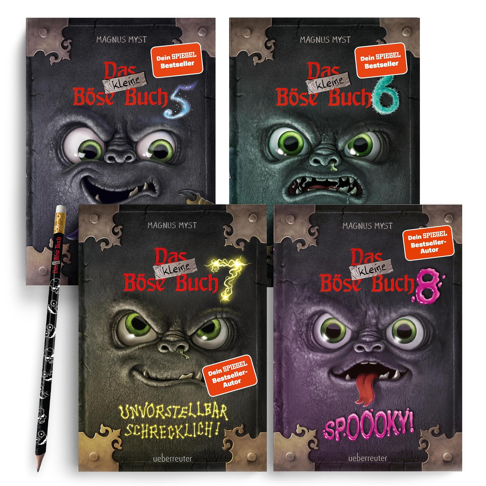 Das kleine Böse Buch Set Band 5–8 – Interaktives Kinderbuch ab 8 – mit exklusivem Radier-Bleistift – Bestseller Kinderbücher, spannend & witzig – Magnus Myst Edition
