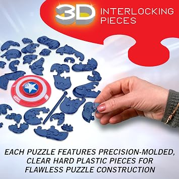 BePuzzled, Marvel Captain America Original 3D Crystal Puzzle, 31 Piece Brain Teaser, Collectible Display Puzzle for Kids & Adults Ages 12+