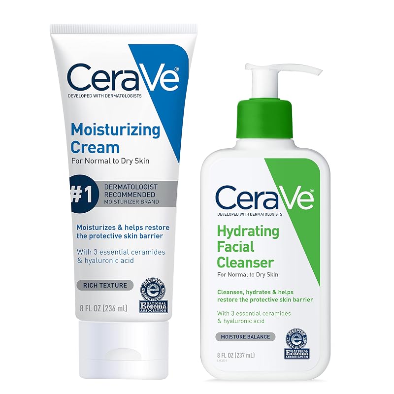 Kit de cuidados com a pele CeraVe com creme hidratante e limpador facial