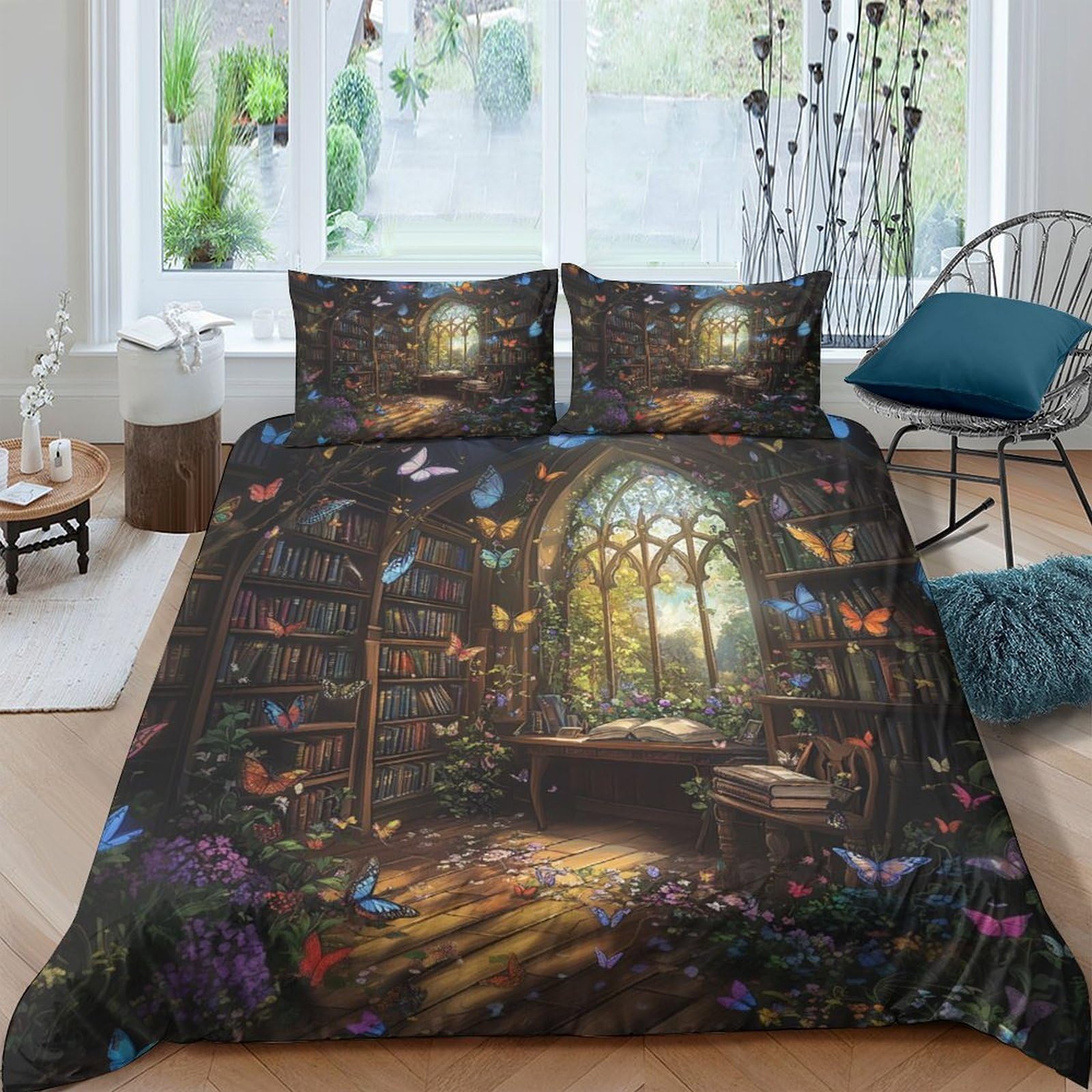 Ctjqhvkz Style-9 3D Printed Enchanted Forest Fitted Sheet Microfiber Soft Fantasy Butterfly Bed Cover For Bedroom Guest Room Decor Single（135X200cm）