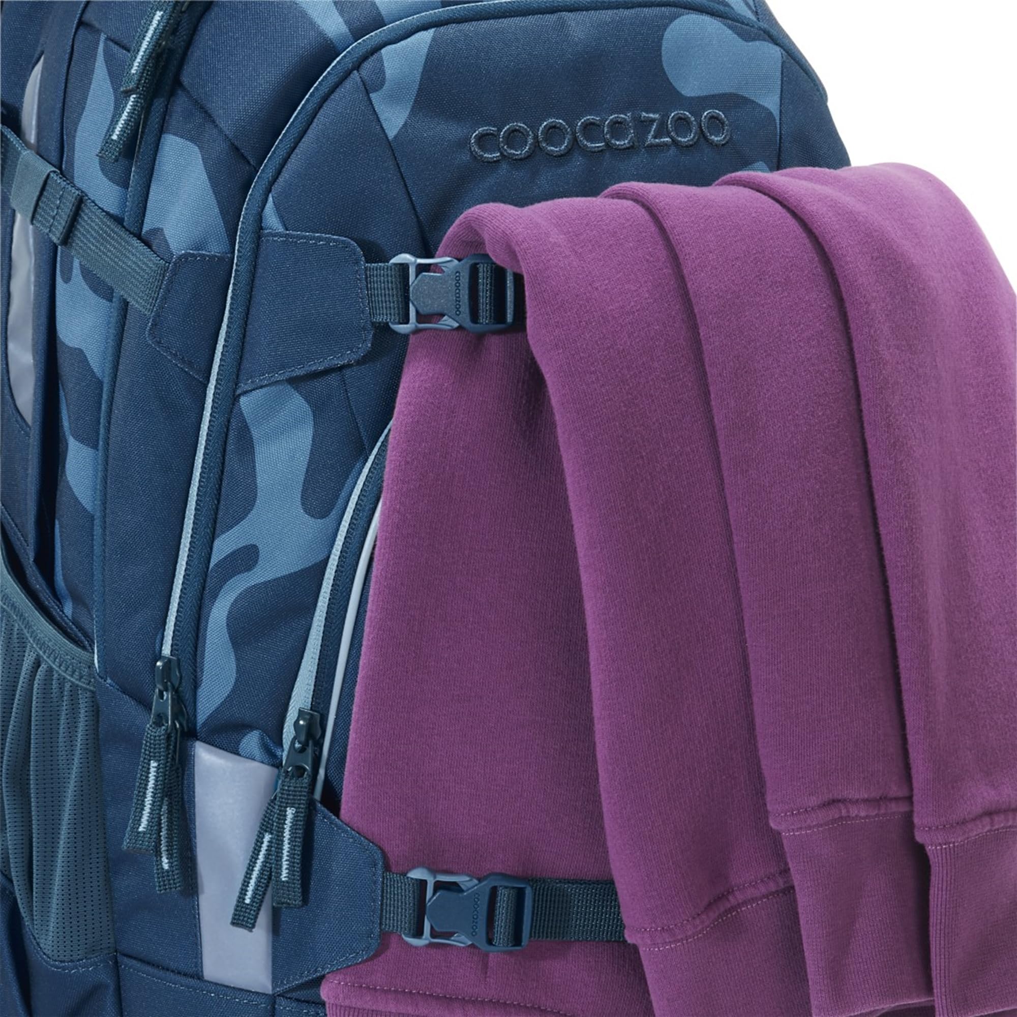 coocazoo Schulrucksack-Set Mate „Breaking Waves, blau, 4-TLG. | ergonomischer 30L Tornister, höhenverstellbar mit Hüftgurt, für Kinder ab der 5. Klasse