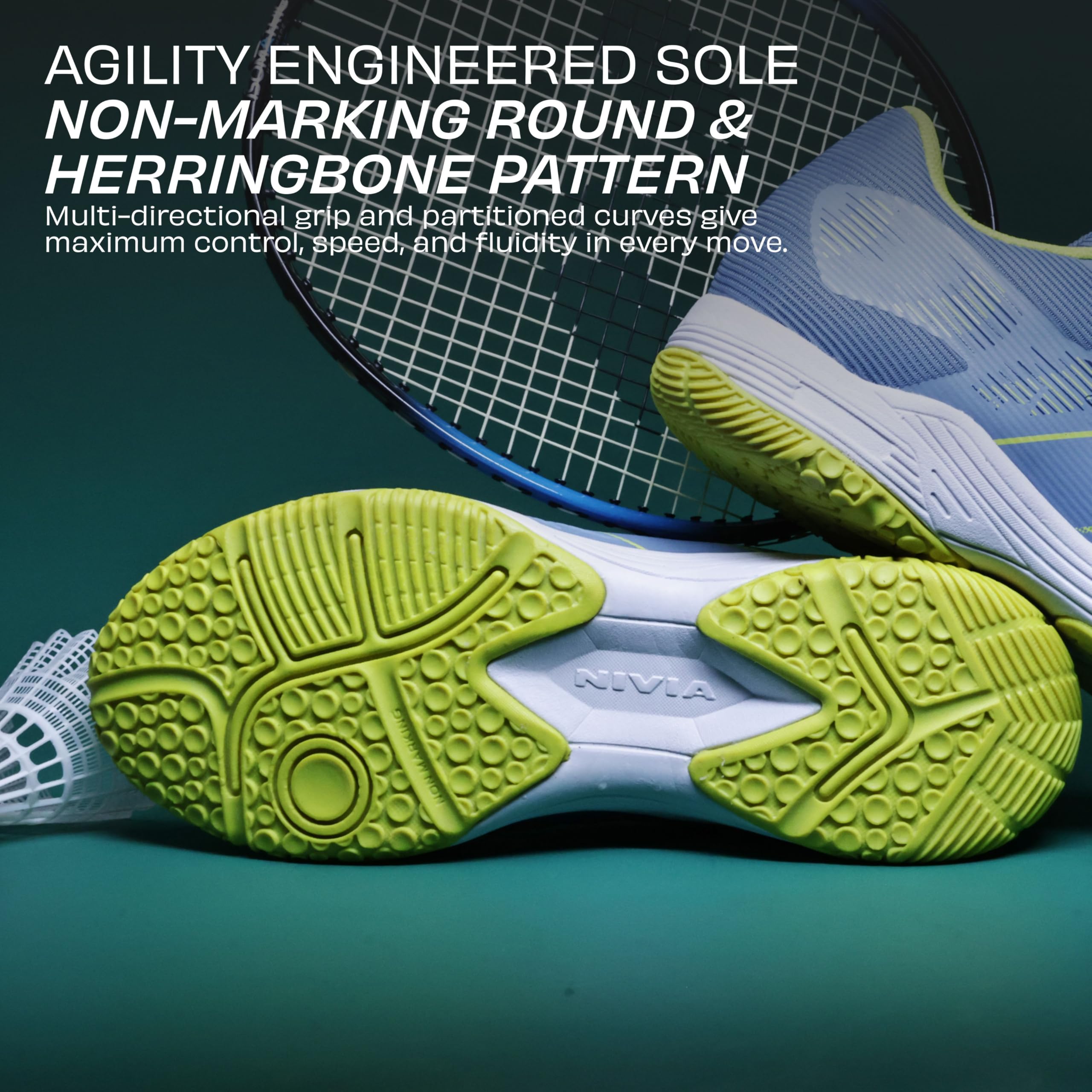 Nivia HY-Energy 2.0 Badminton Shoes for Men, Duofoam Cushion, Breathable Mesh, Ideal for Badminton, Volleyball, Squash, Table Tennis, Grey/Neon, UK08 3