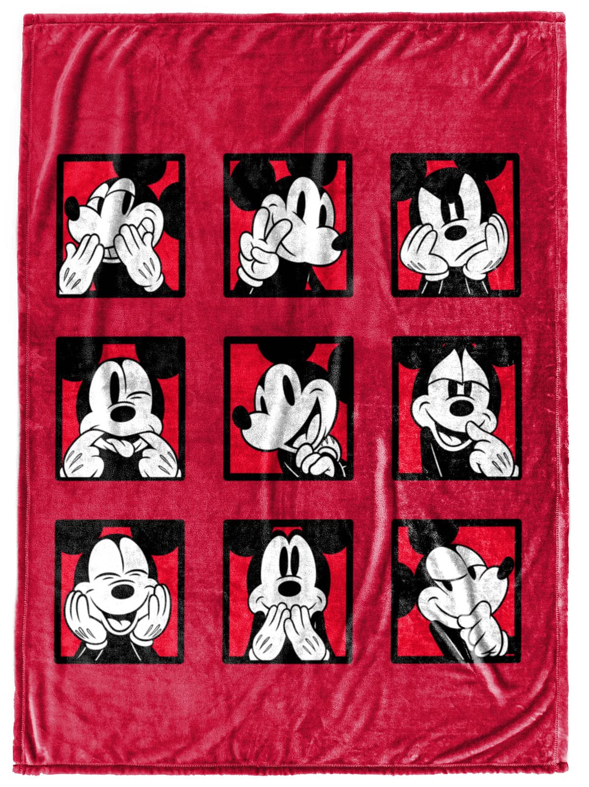 Disney Mickey Mouse Expressions Throw Blanket - Measures 50 x 70 inches - Fade Resistant Super Soft Fleece Bedding (Official Product)