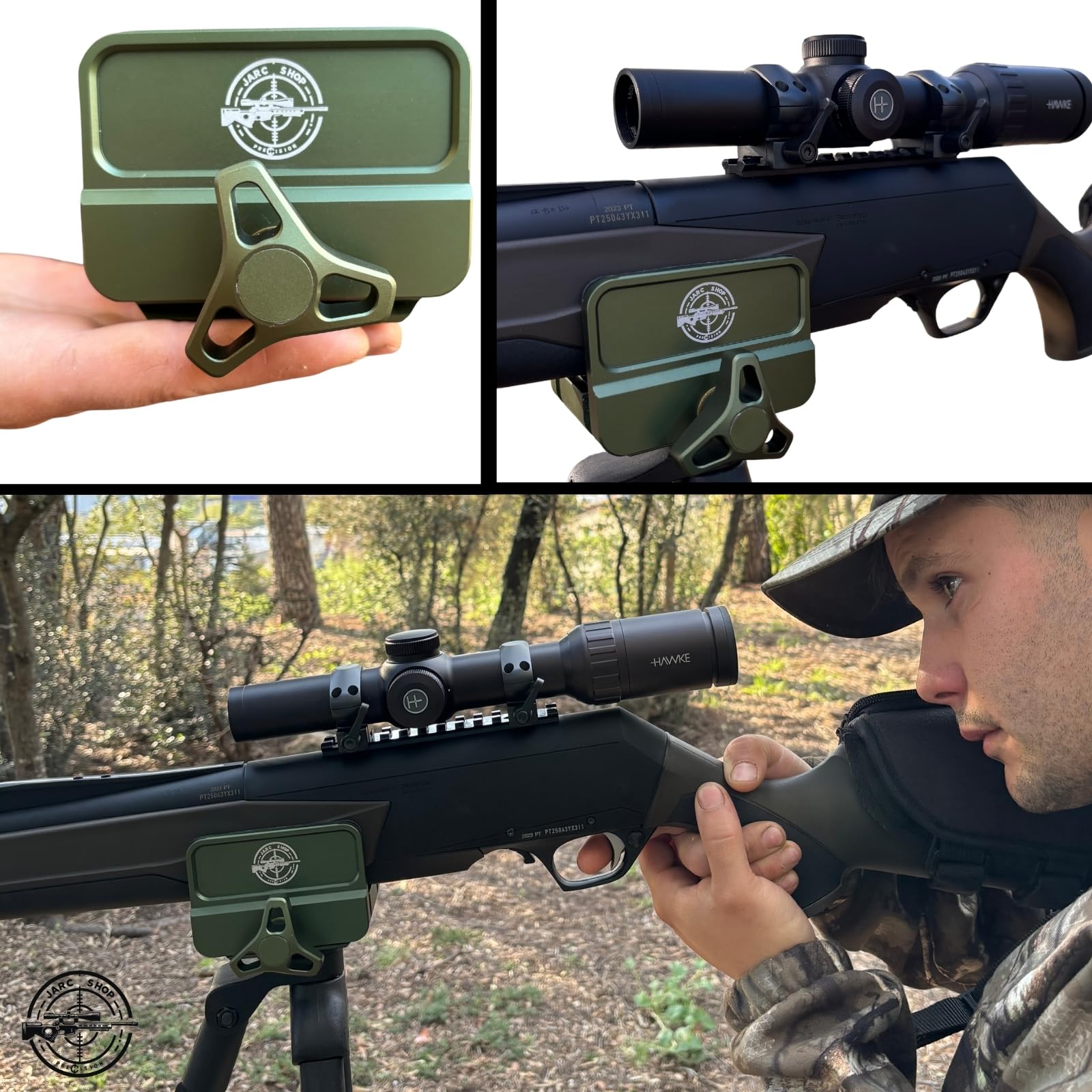 ABRAZADERA RIFLE para TRIPODE CAZA - Soporte Horquilla telescopica caza universal y mordaza banco de tiro - Construccion banco tiro para rifle y tripode para caza - Tripode para rifle de caza mayor.