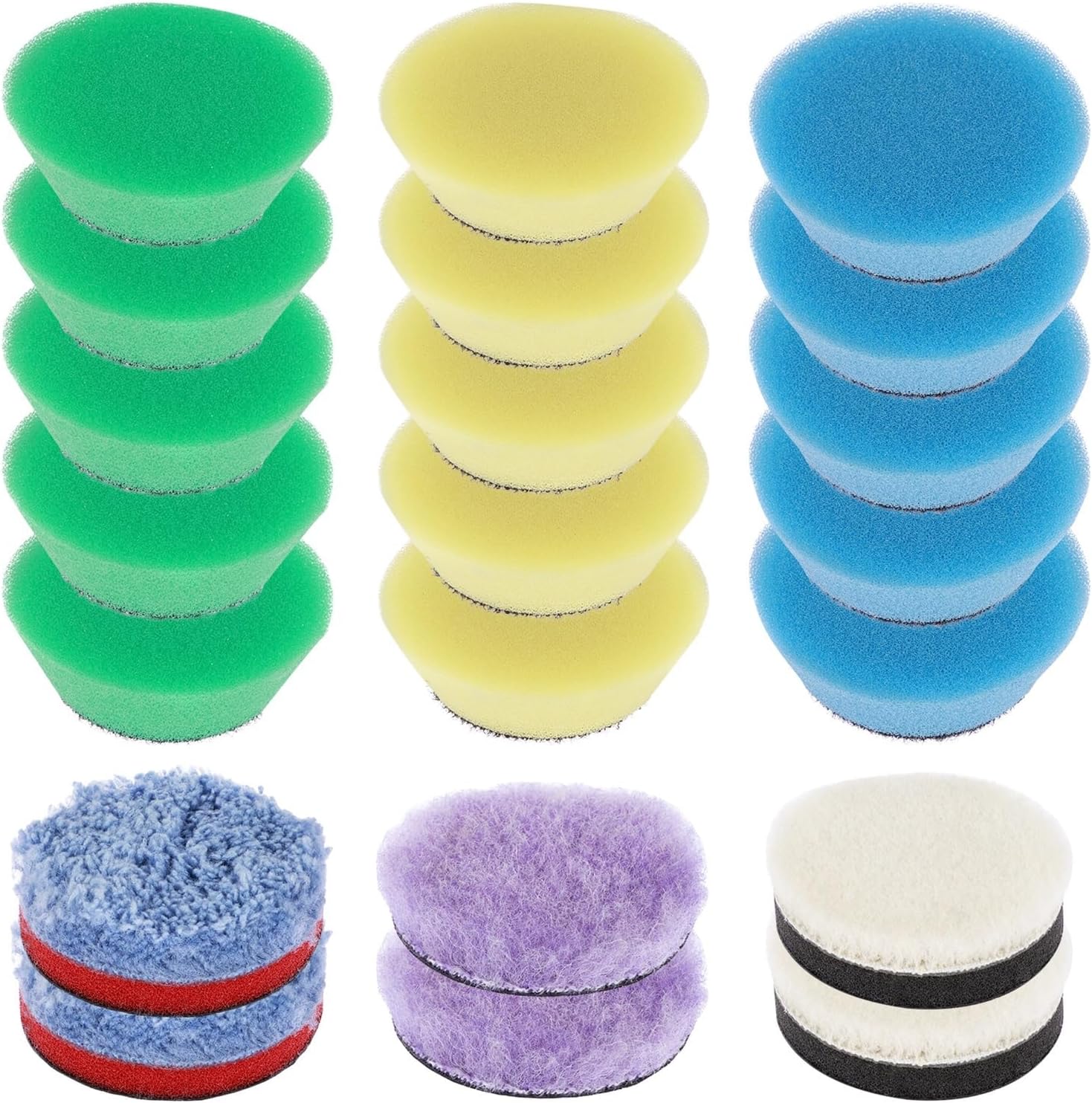 21Pcs Mini Car Polishing Sponge Pad 1.5 Inch Wool Microfiber Waxing Buffing Pads Detail Removes Scratches