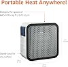 Calefactor de ambiente cerámico Amazon Basics, portátil mini para escritorio de oficina, 500W, con protección contra vuelco, liviano 1.4 lbs, blanco, 5.9"D x 3.2"W x 6"H 3