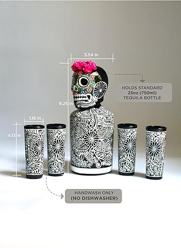 Miniatura 3 de Tequila Decanter Set, Liquor Decanter with Shot Glasses and Mexican Sombrero, Hand-painted Decanter, Skull Decanter, Bar Decoration, Unique Tequila