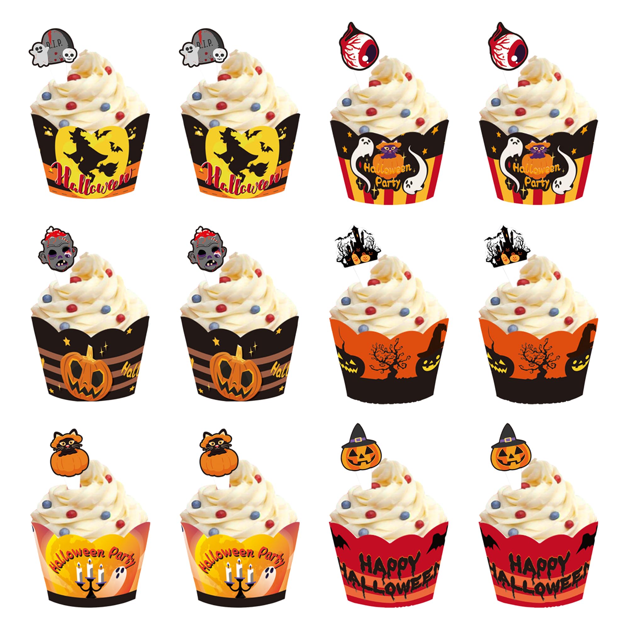 ハロウィン♡トースト&カップ Amazon.co.jp: ハロウィンカップケーキトッパー ラッパーセット