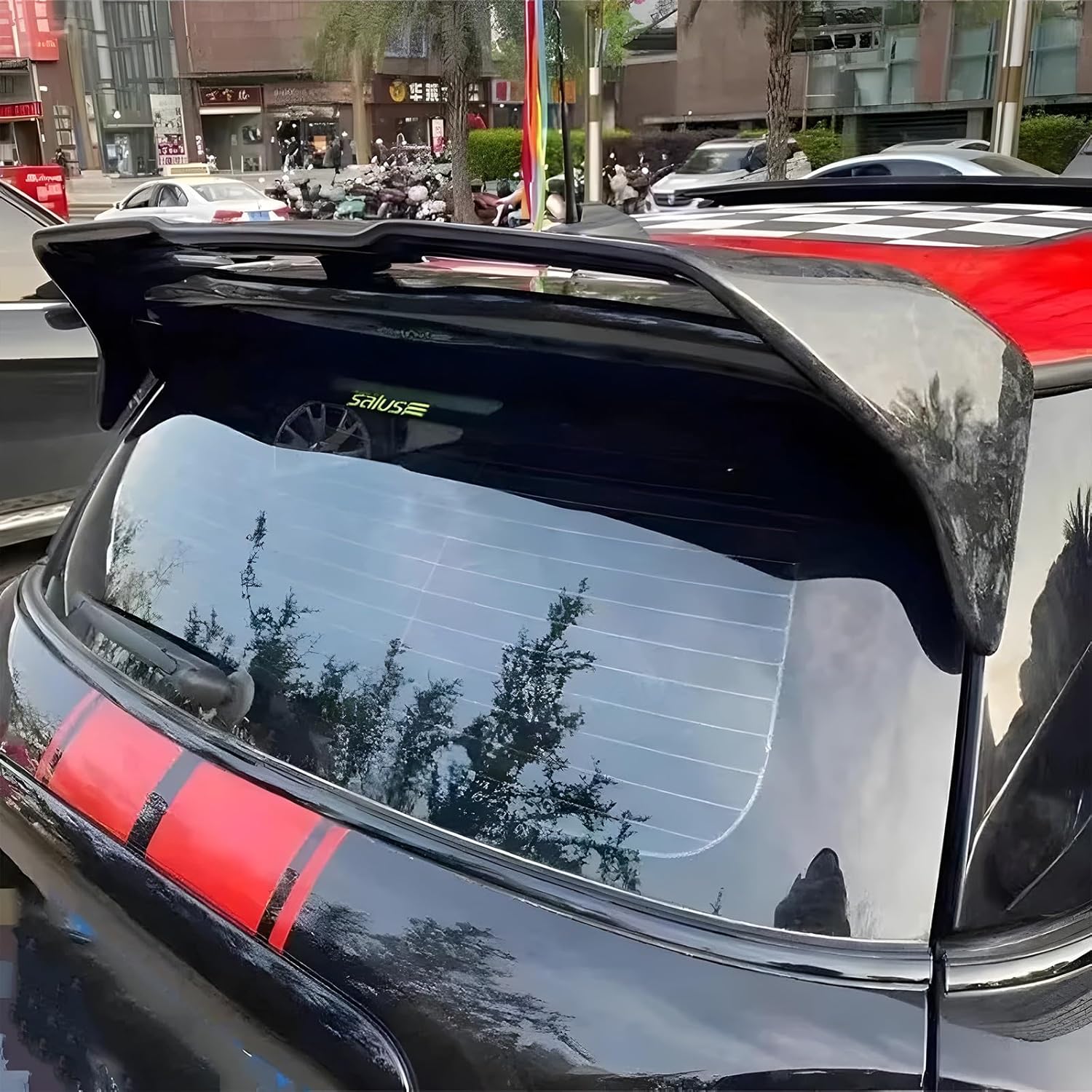 Carbon Fiber Rear Wing Spoiler Compatible with BMW Mini F55 F56 Rear Trunk Lip Spoiler Wing Vehicle Body Styling Kit