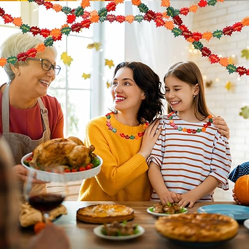 Miniatura 7 de Waline - 200 cuentas de madera de hoja de arce otoñal, cuentas de hojas de otoño de 4 colores con cuerda de cáñamo para Acción de Gracias,