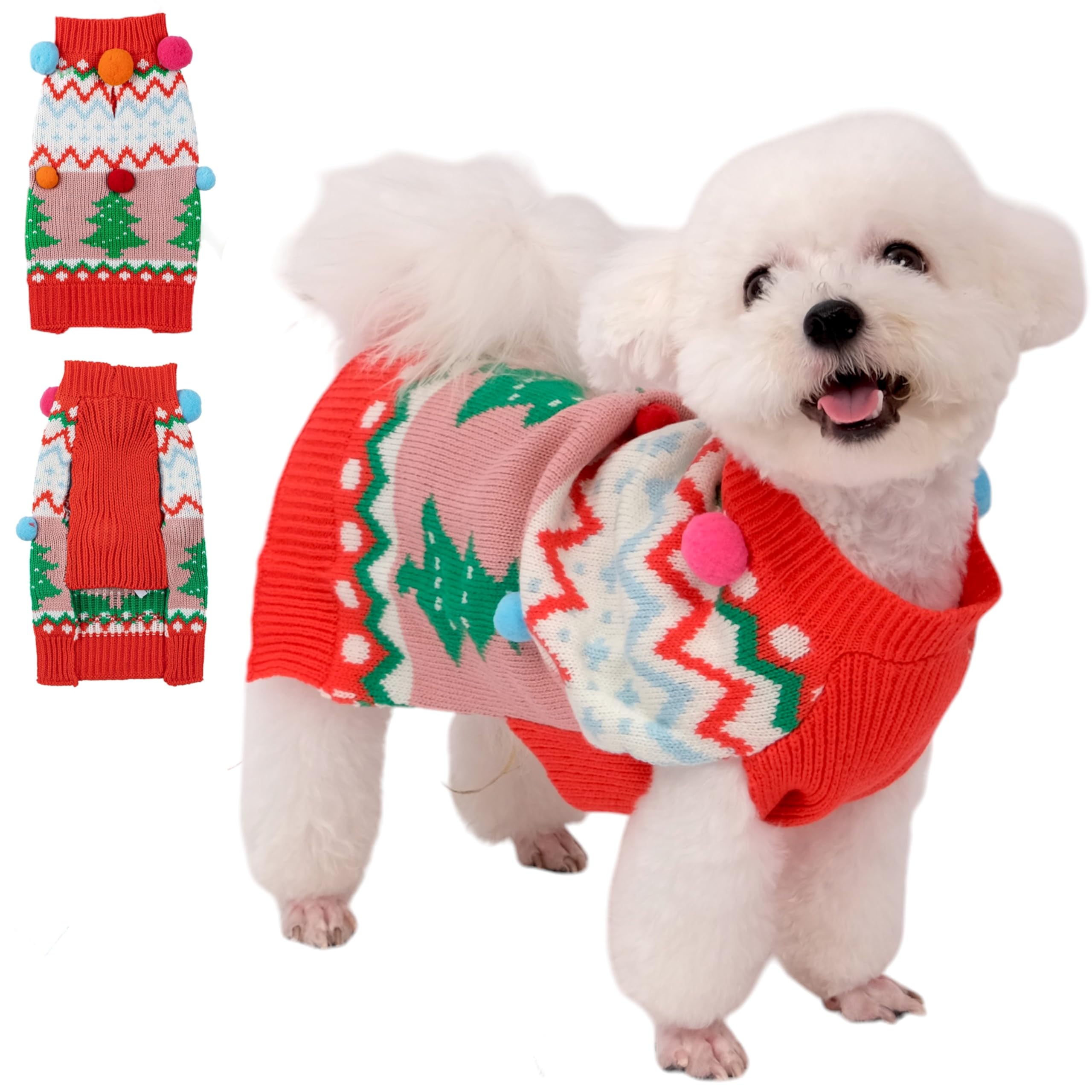 Pull tricoté pour petit chien mignon pour partager le bonheur des fêtes d'hiver