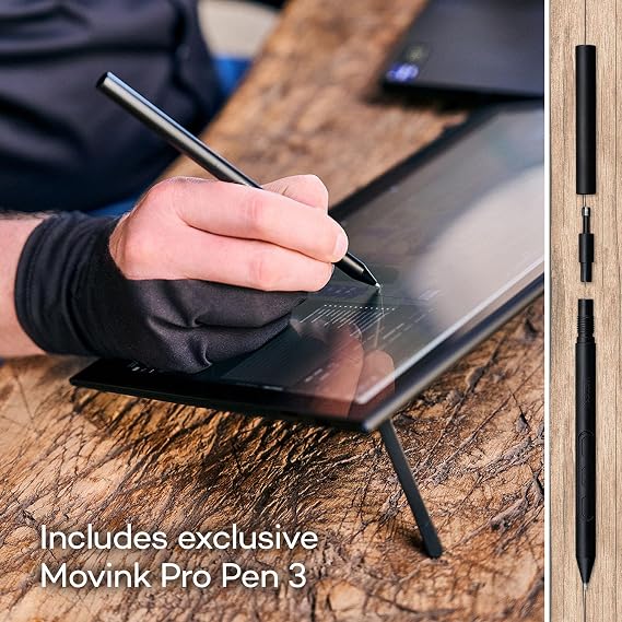 Wacom Movink Drawing Tablet with Screen - 13.3 OLED Touchscreen Display Graphic Art Tablet w/Pro Pen 3 - Professional Graphic Design & Student Animation Bundled with Sleeve & Stand