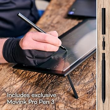 Wacom Movink Drawing Tablet with Screen - 13.3 OLED Touchscreen Display Graphic Art Tablet w/Pro Pen 3 - Professional Graphic Design & Student Animation Bundled with Sleeve & Stand