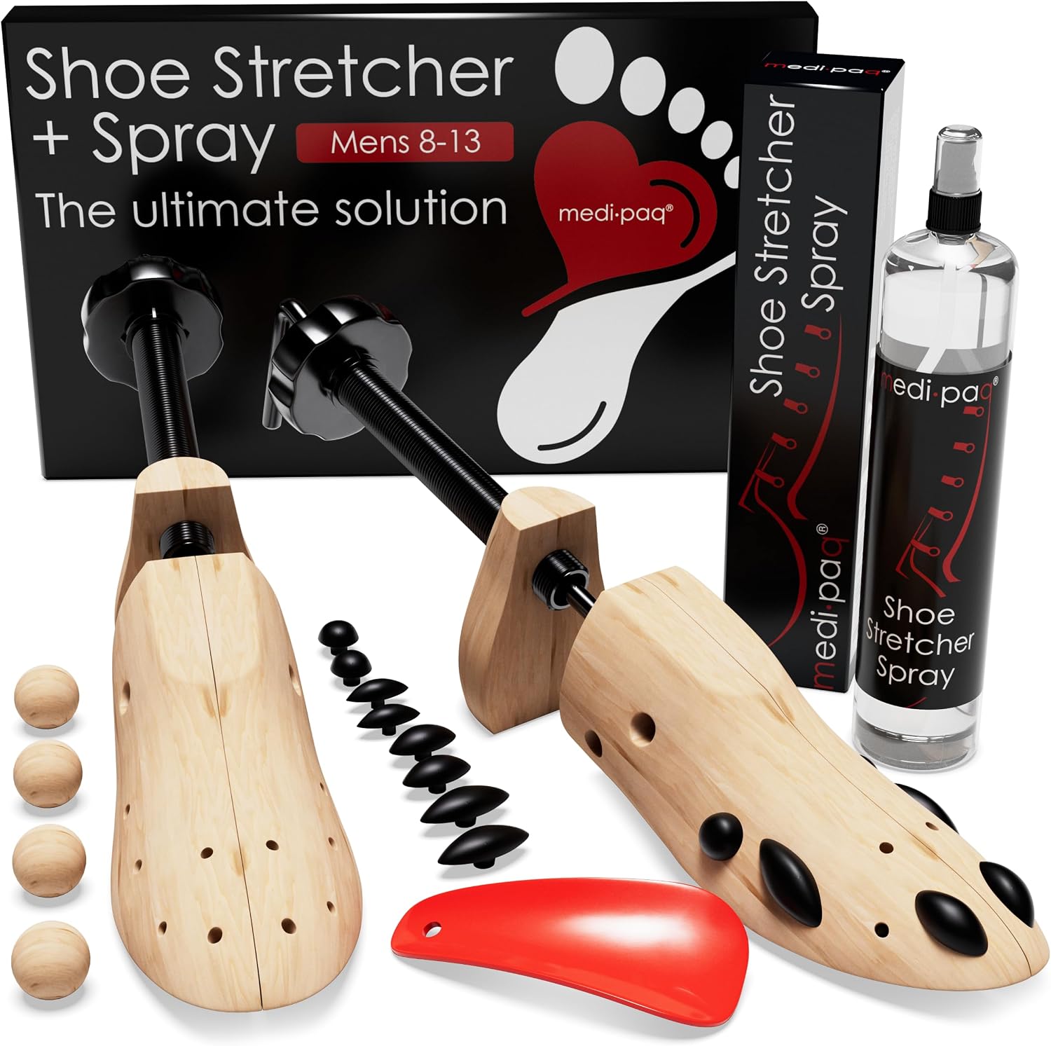Medipaq Adjustable Shoe Stretchers with Spray - Men & Women US Size 8-13