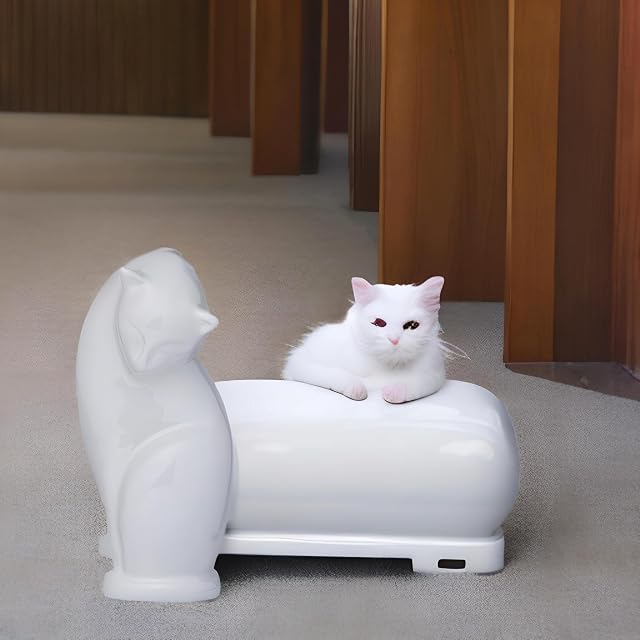 Foto 4 de 4 de Urna para Cenizas de Gato Mascotas Conmemorativa, Gato Blanco 9"
