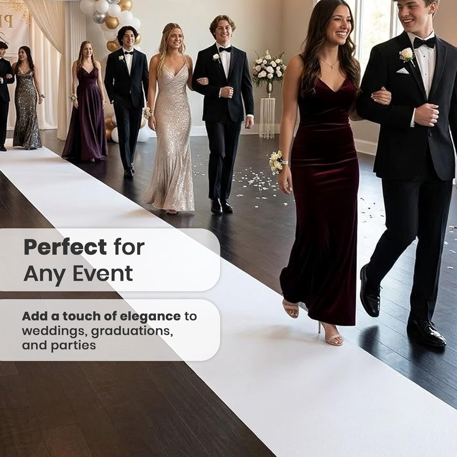 LEMONSODA White Carpet Floor Runner Hollywood Party Decoration Fabric 100 GSM (White, 3x50 Feet)