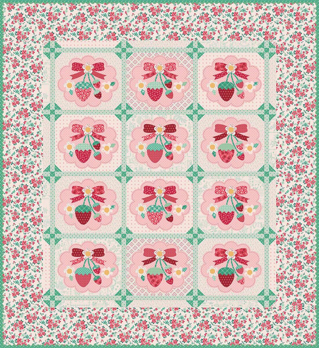 Riley Blake Designs Assorted Lori Holt Berry & Sage Strawberry Crush Quilt Kit Kt-17380