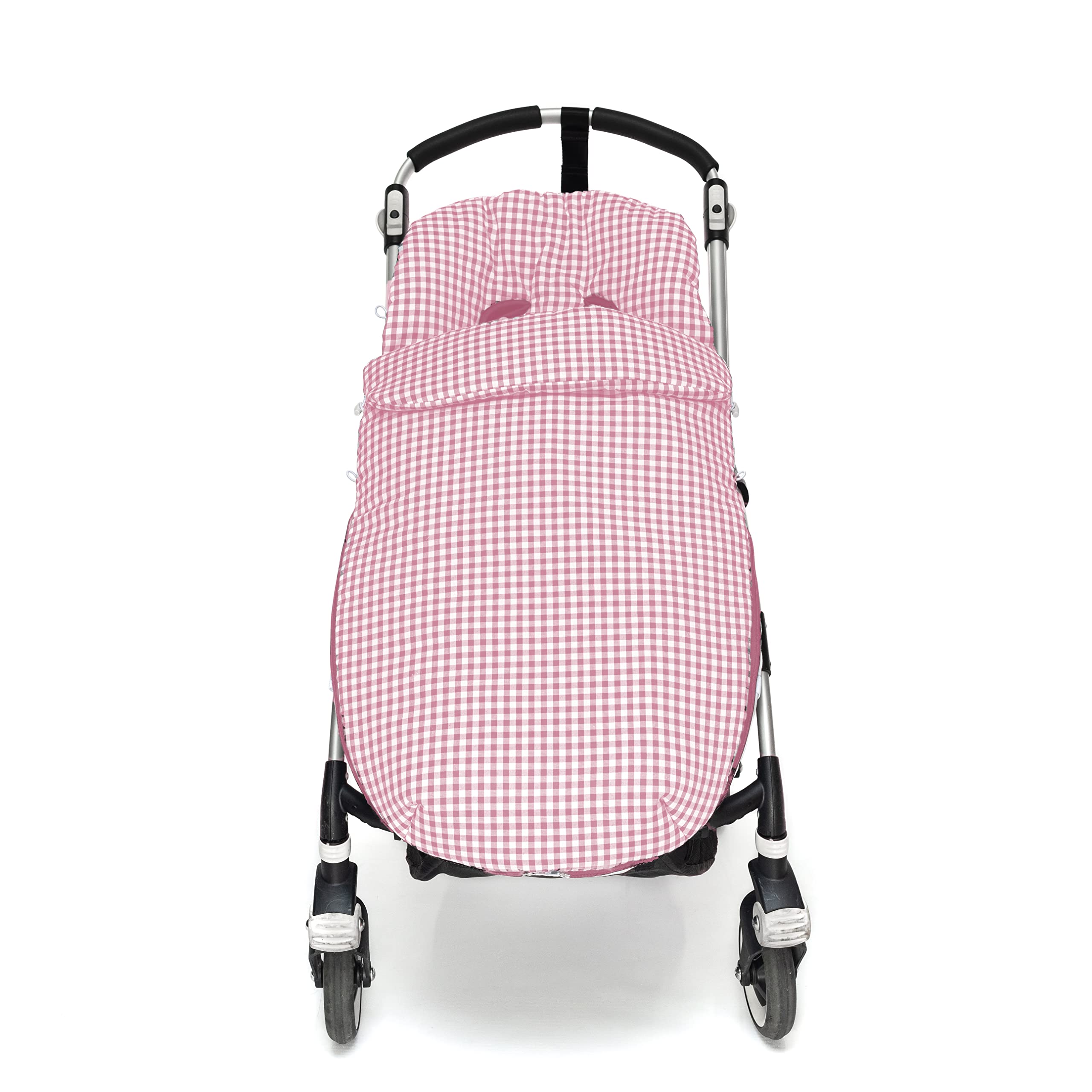 Saco para silla de paseo universal – Vestidura universal para silla de paseo – Vichy – Handmade – Nenel (Rosa maquillaje)