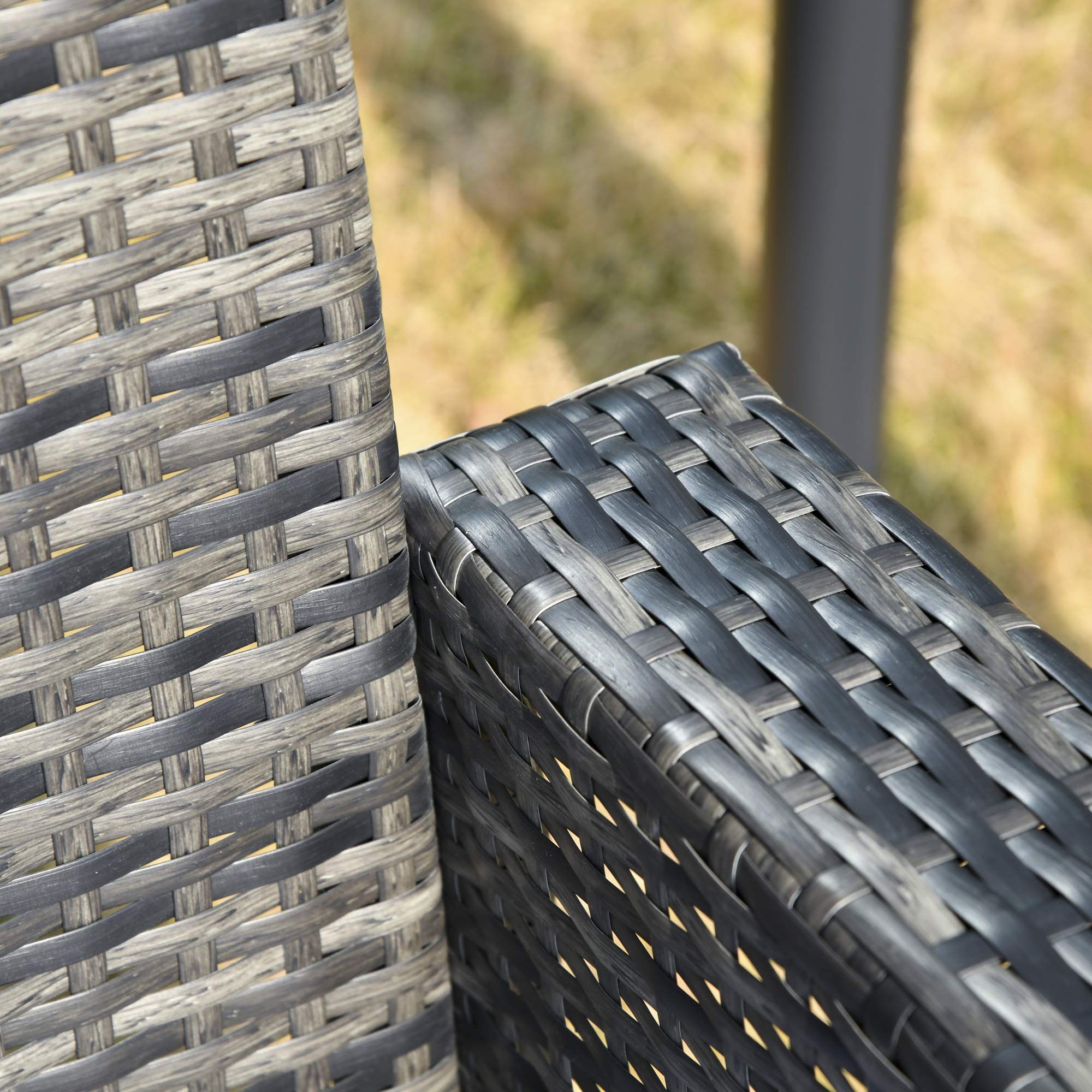 Outsunny Hängebank 2-Sitzer Rattan Gartenschaukel mit Sitzkissen Hängeschaukel Hollywoodschaukel Schaukelbank Gartenbank Grau 127 x 65 x 60 cm