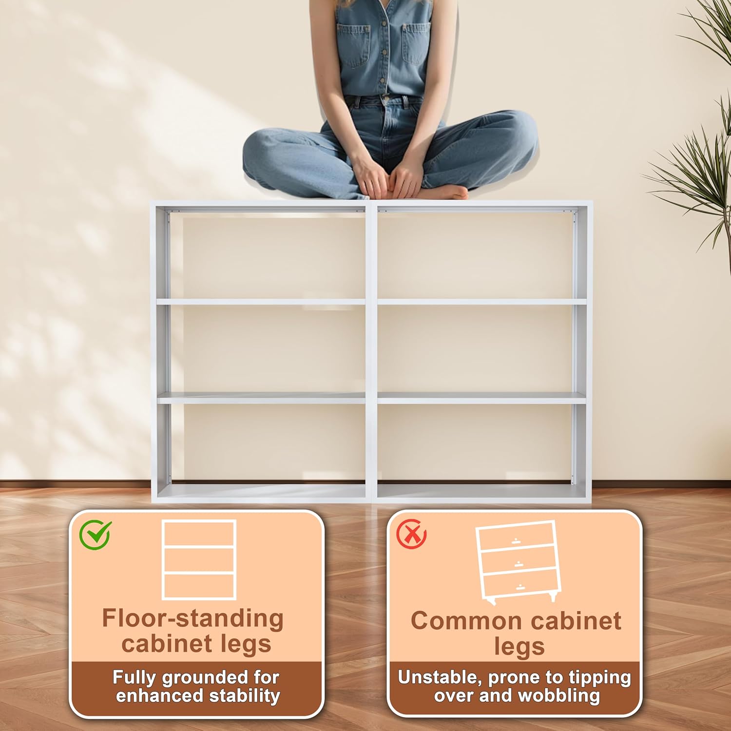 3-Tier Metal Bookshelf, Open Shelf Storage, Includes 4 Corner Bumpers, Space-Saving Vertical Storage for Living Room, Home Office, 35.43" Hx27.56 Wx11.81 D, White