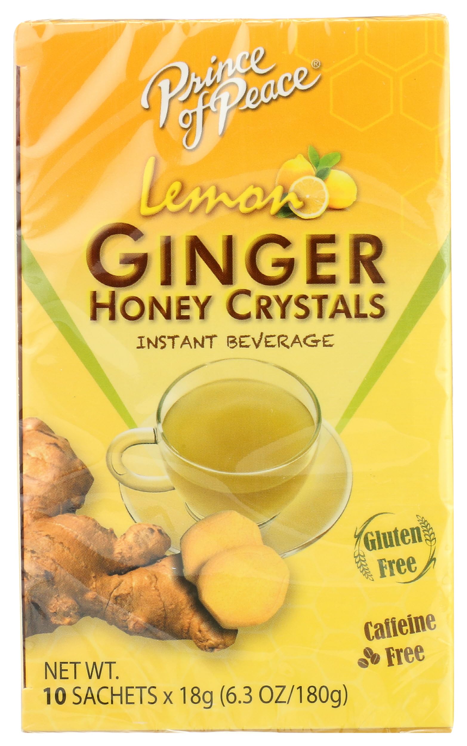 Prince Of Peace Lemon Ginger Honey Crystals Instant Tea, Decaffeinated, 