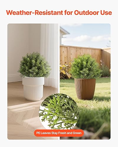 Vista 73 de VEVOR Árbol topiario artificial de boj, 48 pulgadas de alto (2 piezas), árbol topiario sintético en forma de triple bola, planta sintética verde