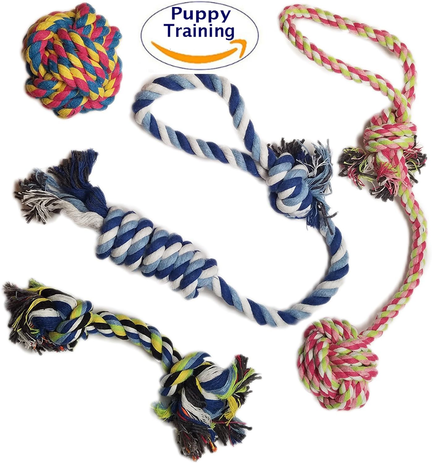 SAVE YOUR SHOES SALE! Puppy Teething and Chew Toys - Rope Toys For Puppies and Small to Medium Dogs. Set of 4 Dog Toys includes long lasting Rope Ball.
