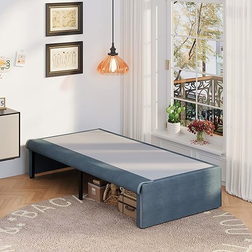 Miniatura 23 de Marco de cama de metal California King, plataforma de almacenamiento resistente de 14 pulgadas con soporte de listones de acero de 2500 libras,