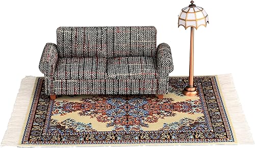 Miniatura 6 de Sofá de casa de muñecas gris, muebles de sala de estar en miniatura, sofá biplaza, accesorios para muñecas de 6 pulgadas, escala 112