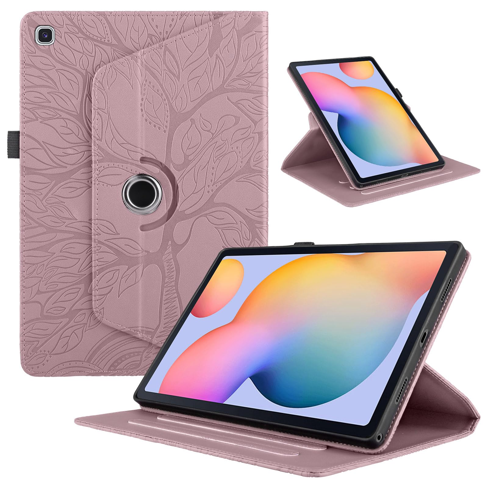 Funda para Samsung Galaxy Tab S9/ S8/ S7 11" (SM-X710/X700/T870) PU Cuero Tablets Protectora Cover 360°Carcasa Giratoria de ángulo Múltiple Stand Función Tablets Funda,Rojo Árboles — view 54