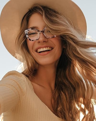 Miniatura 4 de JM Gafas de lectura de ojo de gato para mujer, bloqueo de luz azul, para lectura de computadora con bisagra de resorte