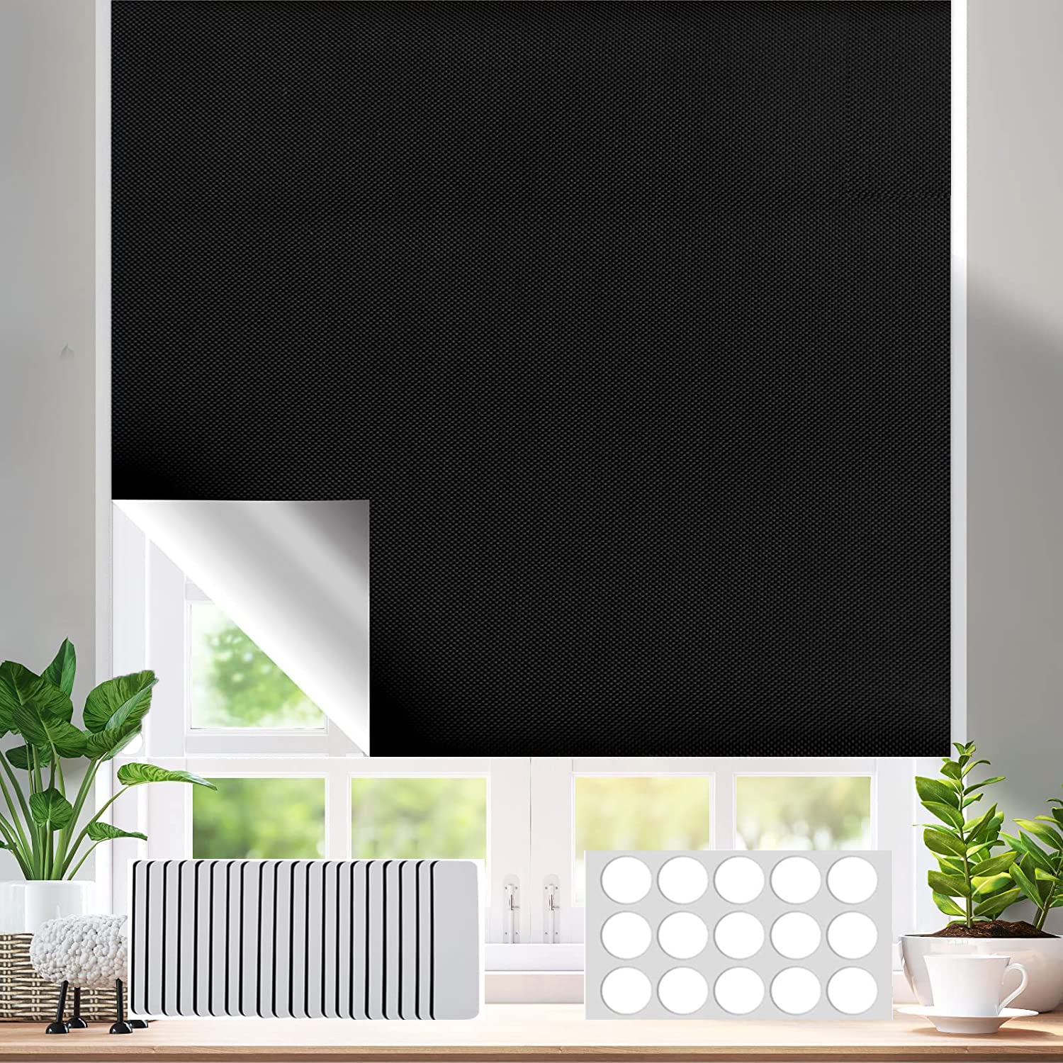 Tenda Oscurante Portatile 200x145 Cm - Nero, Tagliabile Su Misura, Per Camera Da Letto, Interni Ed Esterni, Installazione Senza Attrezzi